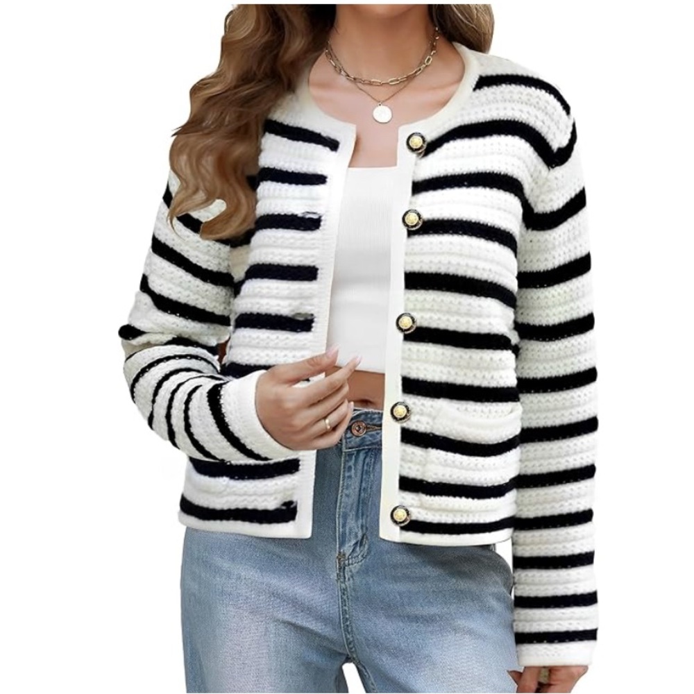 Striped Black and White Women's Sweater